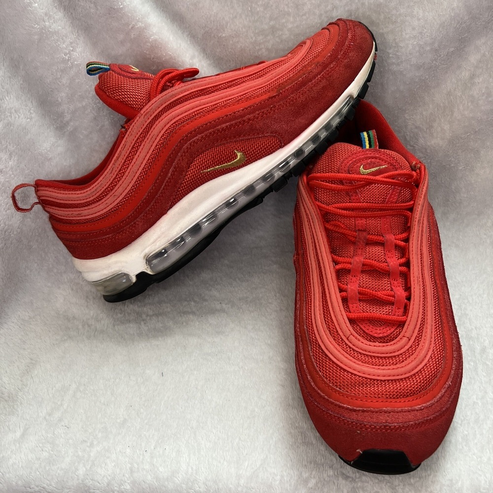Nike Air Max 97 Olympic Rings Men 10 Red‎ CI3708-600 Gold Swoosh Sneaker